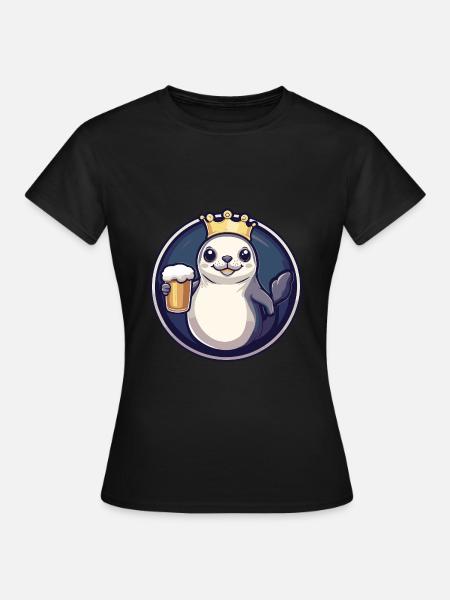 Robbe Tier Bier - Frauen T-Shirt - Schwarz