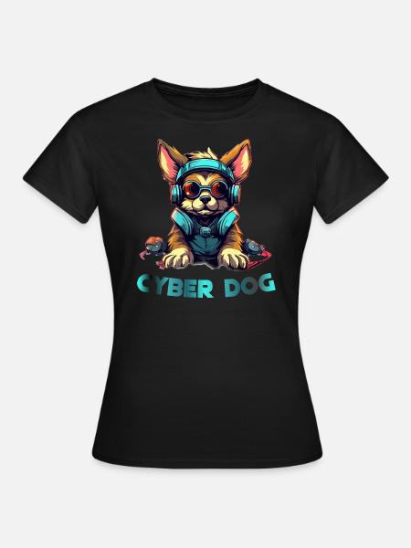 Cyber Dog Design - Frauen T-Shirt - Schwarz