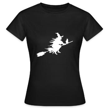 Sorcière sur balai - T-shirt Femme - noir - Devant - AI Model Female 172 dark (172cm)
