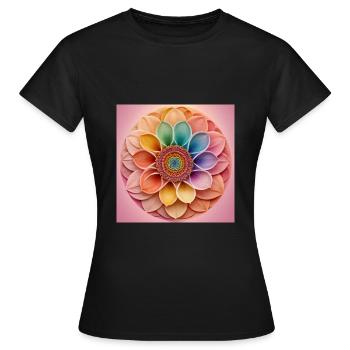 Motif de fleurs Fibonacci dans des teintes pastel attrayantes - T-shirt Femme - noir - Devant - AI Model Female 172 dark (172cm)