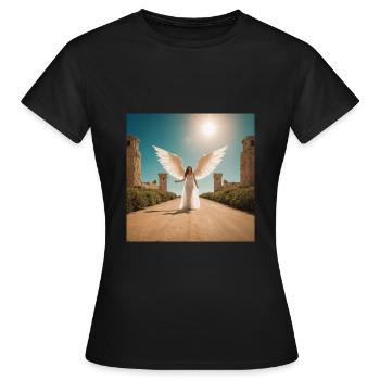 Beautiful Angel in Angelic Realm - Women's T-Shirt - black - Front - AI Model Female 172 dark (172cm)