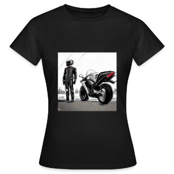 Dessin au crayon de moto - T-shirt Femme - noir - Devant - AI Model Female 172 dark (172cm)