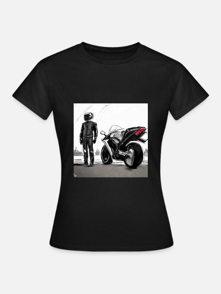 Motorrad Bleistiftzeichnung - Frauen T-Shirt - Schwarz