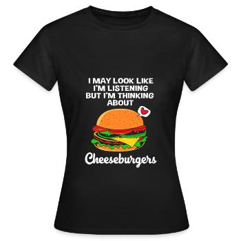 Cheeseburger Burger - Frauen T-Shirt - Schwarz - Vorne - AI Model Female 172 dark (172cm)