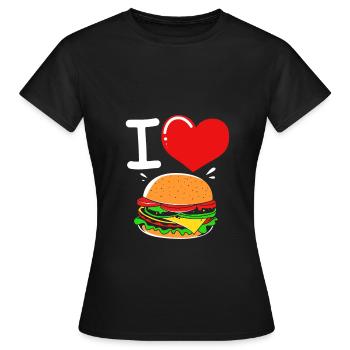 Cheeseburger Burger - Frauen T-Shirt - Schwarz - Vorne - AI Model Female 172 dark (172cm)
