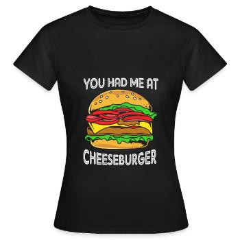 Cheeseburger Burger - Frauen T-Shirt - Schwarz - Vorne - AI Model Female 172 dark (172cm)