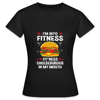 Cheeseburger Burger - Frauen T-Shirt - Schwarz - Vorne - AI Model Female 172 dark (172cm)