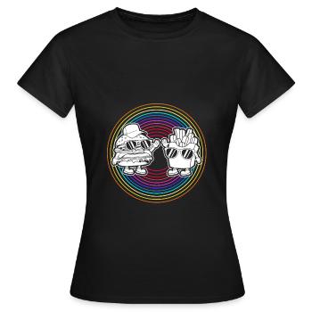 Cheeseburger Burger - Frauen T-Shirt - Schwarz - Vorne - AI Model Female 172 dark (172cm)