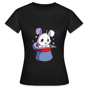 Zauberer Magie Magier Hase - Frauen T-Shirt - Schwarz - Vorne - AI Model Female 172 dark (172cm)