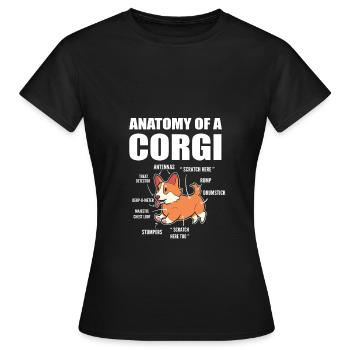 Anatomie du corgi - T-shirt Femme - noir - Devant - AI Model Female 172 dark (172cm)
