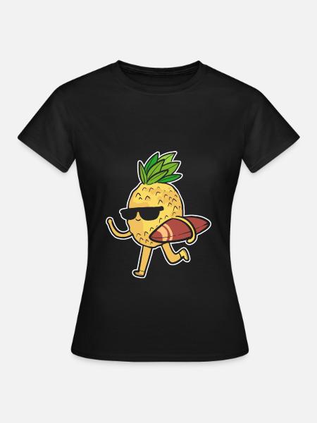 Ananas Surfing - Frauen T-Shirt - Schwarz