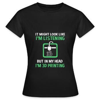 3D Druck Drucken Prototyp - Frauen T-Shirt - Schwarz - Vorne - AI Model Female 172 dark (172cm)