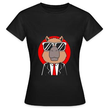 Capybara Gentleman - Frauen T-Shirt - Schwarz - Vorne - AI Model Female 172 dark (172cm)