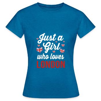 Angleterre - T-shirt Femme - bleu saphir antique chiné - Devant - AI Model Female 172 dark (172cm)