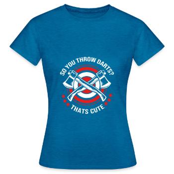 Axt Werfen - Frauen T-Shirt - Antikblaues Saphir meliert - Vorne - AI Model Female 172 dark (172cm)