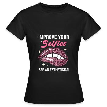Maquillage esthéticienne - T-shirt Femme - noir - Devant - AI Model Female 172 dark (172cm)