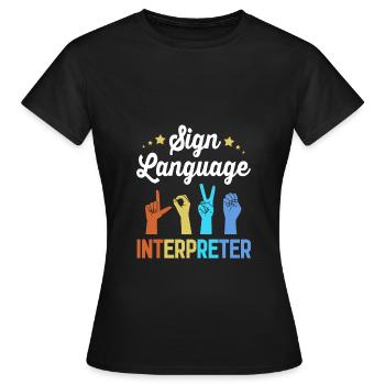 Langue des signes ASL sourd - T-shirt Femme - noir - Devant - AI Model Female 172 dark (172cm)