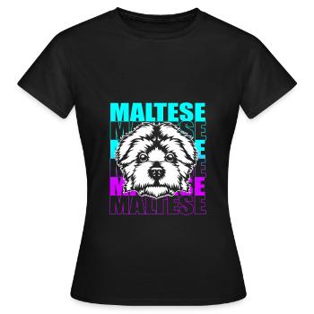 Chien maltais - T-shirt Femme - noir - Devant - AI Model Female 172 dark (172cm)