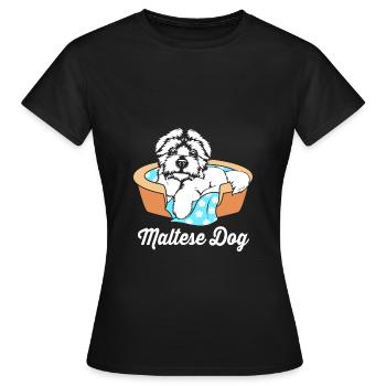 Chien maltais - T-shirt Femme - noir - Devant - AI Model Female 172 dark (172cm)