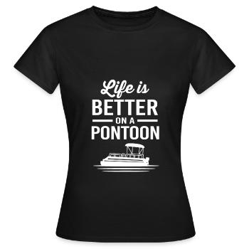 Pontoon Boat Boat Boats - Women's T-Shirt - black - Front - AI Model Female 172 dark (172cm)