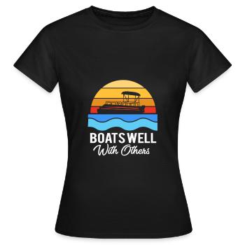 Bateau ponton Bateau Bateaux - T-shirt Femme - noir - Devant - AI Model Female 172 dark (172cm)