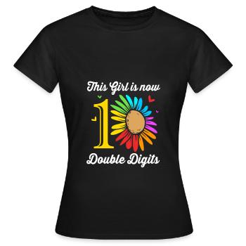 13e anniversaire Dix ans de naissance Date de naissance Date de naissance - T-shirt Femme - noir - Devant - AI Model Female 172 dark (172cm)