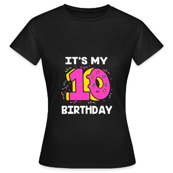 30e anniversaire Dix ans de naissance Date de naissance Date de naissance - T-shirt Femme - noir - Devant - AI Model Female 172 dark (172cm)