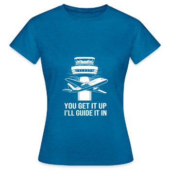 Air traffic controller - Women's T-Shirt - antique blue sapphire heather - Front - AI Model Female 172 dark (172cm)