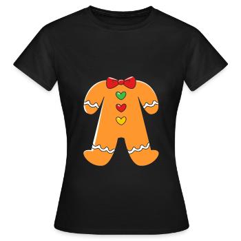 bonhomme en pain d’épice Coeur en pain d’épice Snacking en pain d’épice - T-shirt Femme - noir - Devant - AI Model Female 172 dark (172cm)