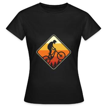 Mountainbike Mountainbiken Mountainbiker - Frauen T-Shirt - Schwarz - Vorne - AI Model Female 172 dark (172cm)