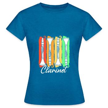 Clarinet - Women's T-Shirt - antique blue sapphire heather - Front - AI Model Female 172 dark (172cm)