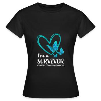 Ovarian Cancer Cancer Survivor Cancer - Women's T-Shirt - black - Front - AI Model Female 172 dark (172cm)