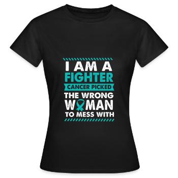 Ovarian Cancer Cancer Survivor Cancer - Women's T-Shirt - black - Front - AI Model Female 172 dark (172cm)