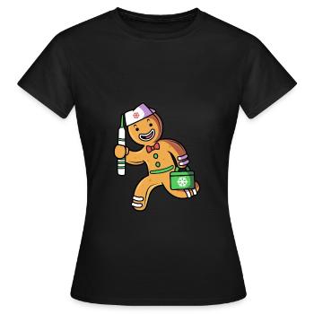 bonhomme en pain d’épice Coeur en pain d’épice Snacking en pain d’épice - T-shirt Femme - noir - Devant - AI Model Female 172 dark (172cm)