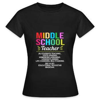 Enseignants de collège - T-shirt Femme - noir - Devant - AI Model Female 172 dark (172cm)