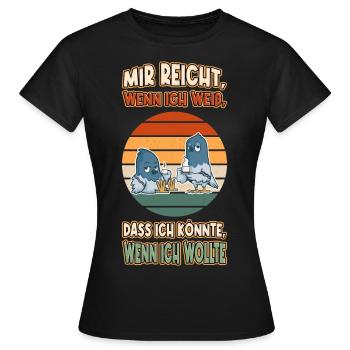 Tauben Chillen Faul Müde Lustlos Spruch Lustig - Frauen T-Shirt - Schwarz - Vorne - AI Model Female 172 dark (172cm)