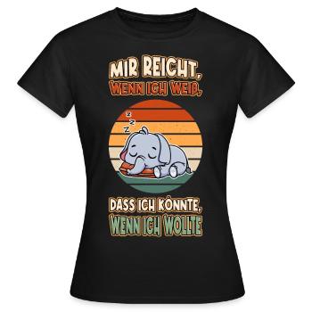 Elefant Chillen Faul Müde Lustlos Spruch Lustig - Frauen T-Shirt - Schwarz - Vorne - AI Model Female 172 dark (172cm)