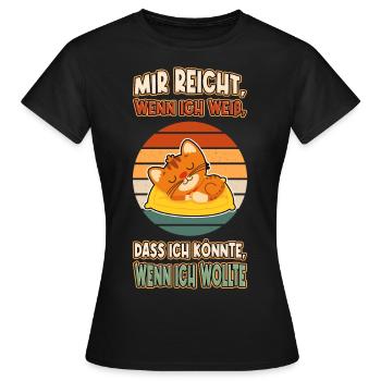 Katze Chillen Faul Müde Lustlos Spruch Lustig - Frauen T-Shirt - Schwarz - Vorne - AI Model Female 172 dark (172cm)