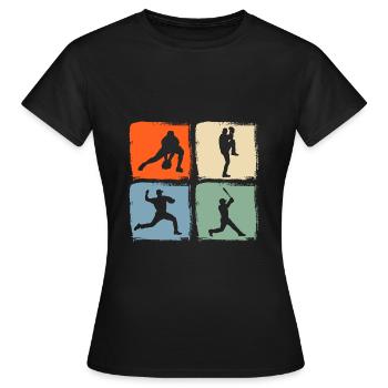Baseballspieler Baseball - Frauen T-Shirt - Schwarz - Vorne - AI Model Female 172 dark (172cm)