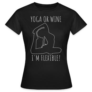 Yoga oder Wein - Ich bin flexibel Yoga & Wein Gesc - Frauen T-Shirt - Schwarz - Vorne - AI Model Female 172 dark (172cm)