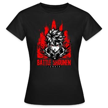 Anime Manga // Battle Shounen Junkie // AS006 - Frauen T-Shirt - Schwarz - Vorne - AI Model Female 172 dark (172cm)