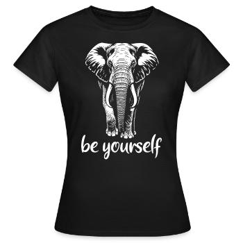 Elephant - Be yourself - Tusk - Ivory - Women's T-Shirt - black - Front - AI Model Female 172 dark (172cm)