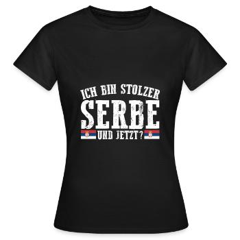 Serbe Serbe Serbie - T-shirt Femme - noir - Devant - AI Model Female 172 dark (172cm)