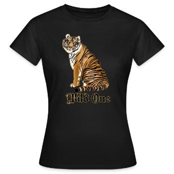 Sauvage avec tigre - T-shirt Femme - noir - Devant - AI Model Female 172 dark (172cm)