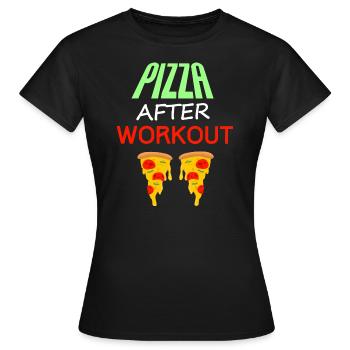 Pizza nach dem Training, Fitness + Essen Angebot - Frauen T-Shirt - Schwarz - Vorne - AI Model Female 172 dark (172cm)