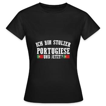 Portuguese Portugal - Women's T-Shirt - black - Front - AI Model Female 172 dark (172cm)