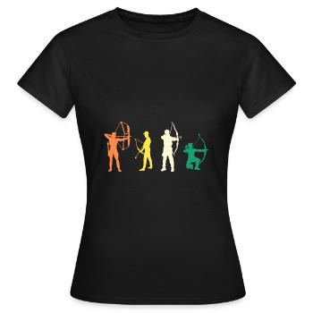 Bogenschütze Evolution Bogenschießen - Frauen T-Shirt - Schwarz - Vorne - AI Model Female 172 dark (172cm)