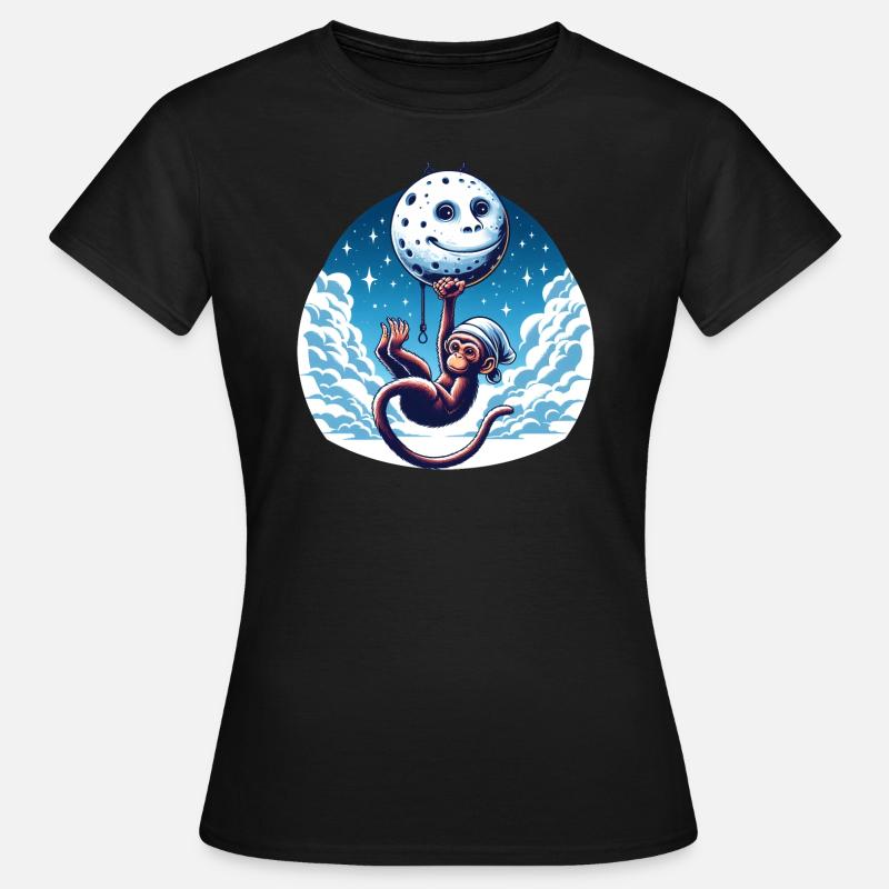 Monkey Moon Funny Animals - Women's T-Shirt - black