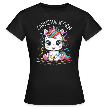 Unicorn Costume Carnival Confetti Streamers - Women's T-Shirt - black - Front - AI Model Female 172 dark (172cm)