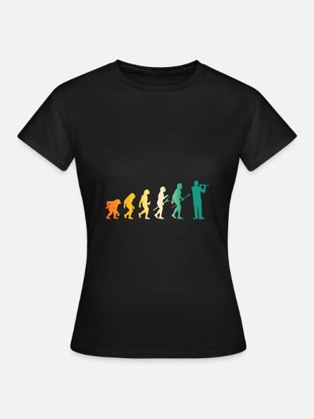 Flötist Evolution Querflöte - Frauen T-Shirt - Schwarz